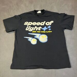 Broken Planet Speed of Light Black Graphic Tee Shirt Mens Large Organic Cotton